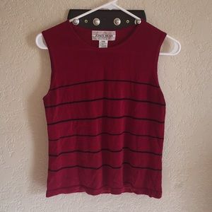 Jones Wear Petite Red & Black Striped Tank Top Size P/M